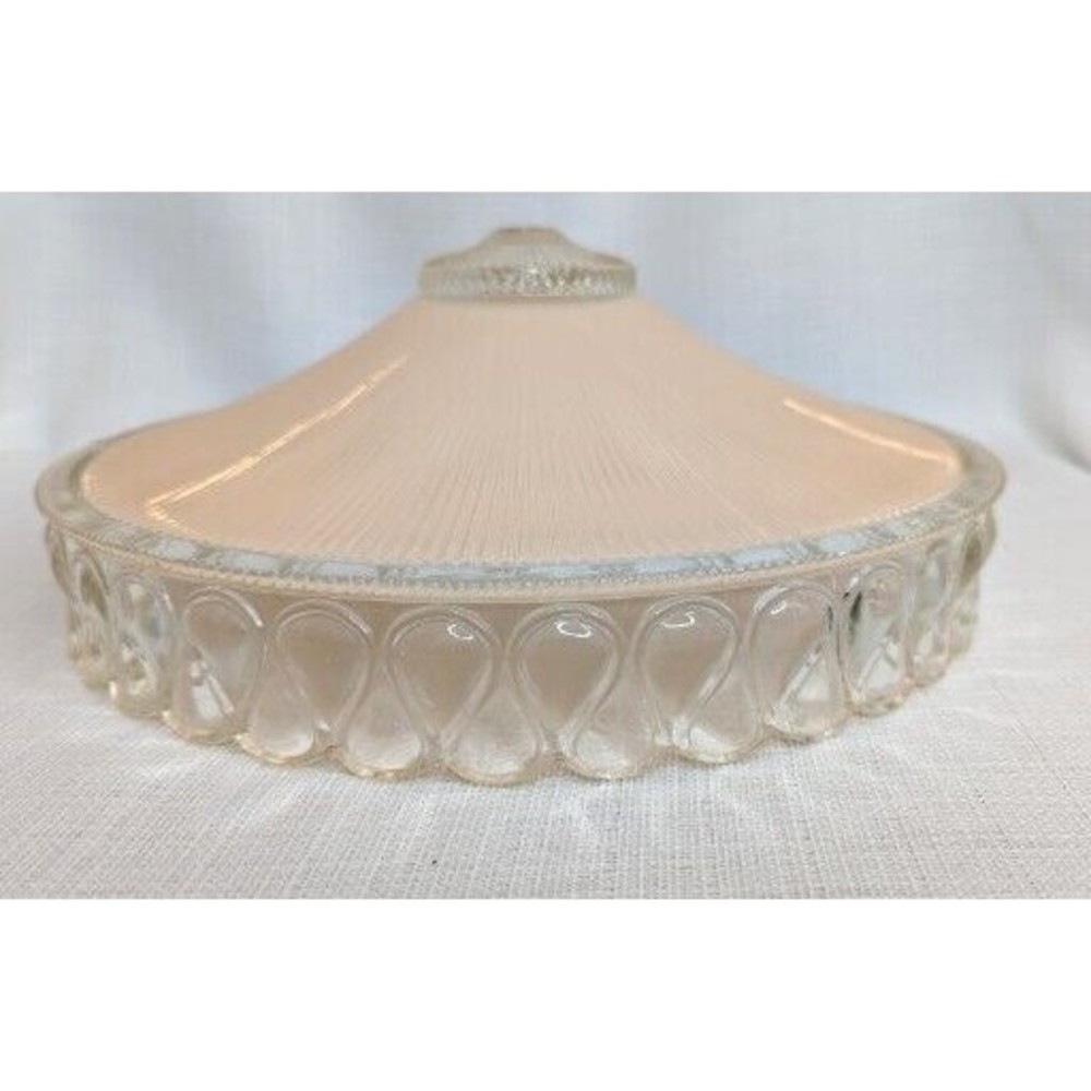 Vintage 50's Glass Flush Mount Ceiling Light‎ Fixture Cover Shade 12.5" Pink